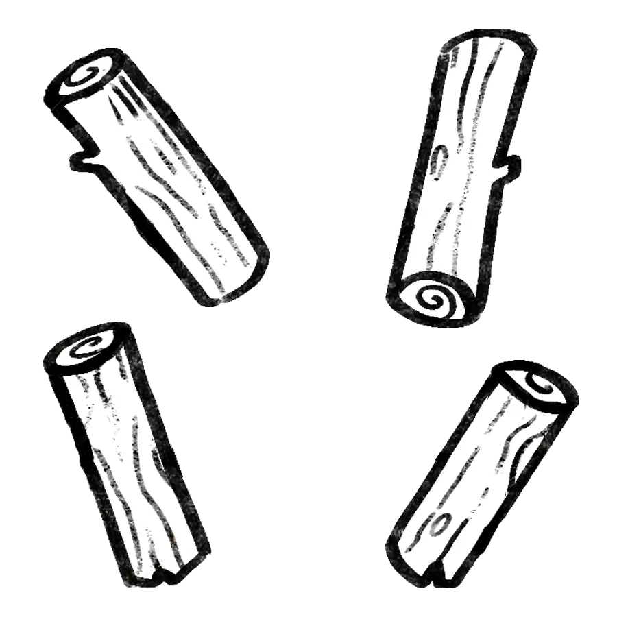 Props : des mordeaux de bois pour le décors du jeu Cosy Lullaby version noir et blanc