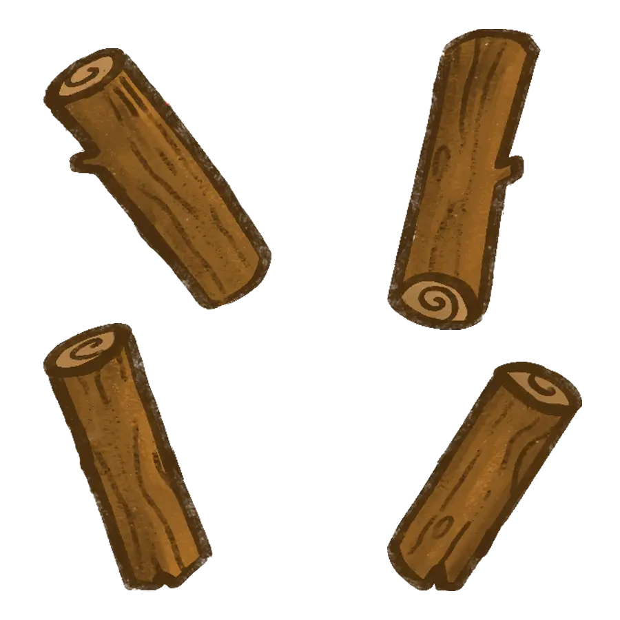 Props : des mordeaux de bois pour le décors du jeu Cosy Lullaby version couleur