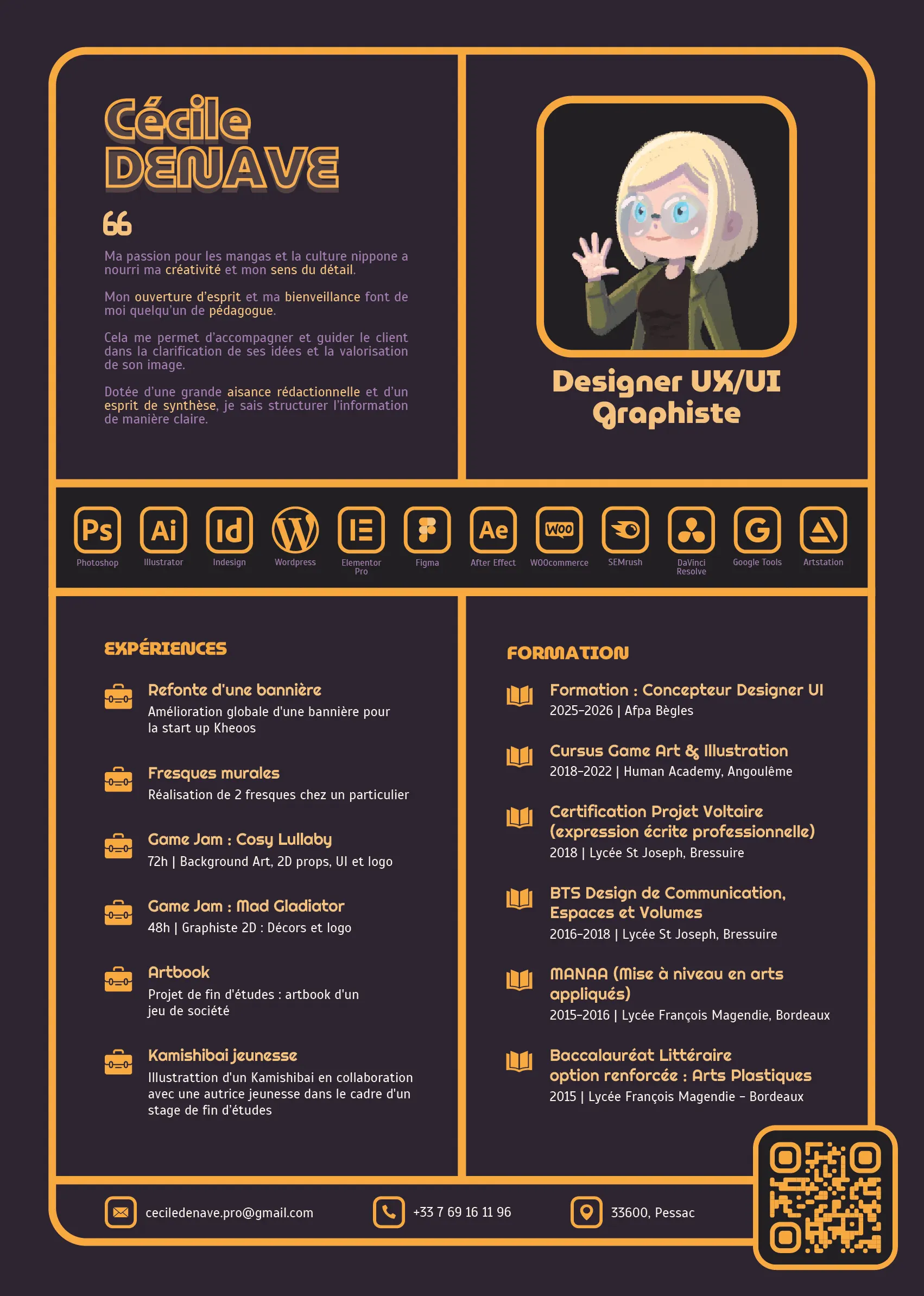 Mon CV en aux couleurs de mon site portfolio