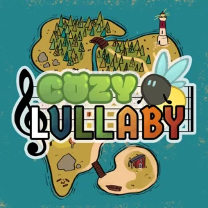 L'image de couverture du jeu Cosy Lullaby représentant le logo-titre sur fond de croquis de la map