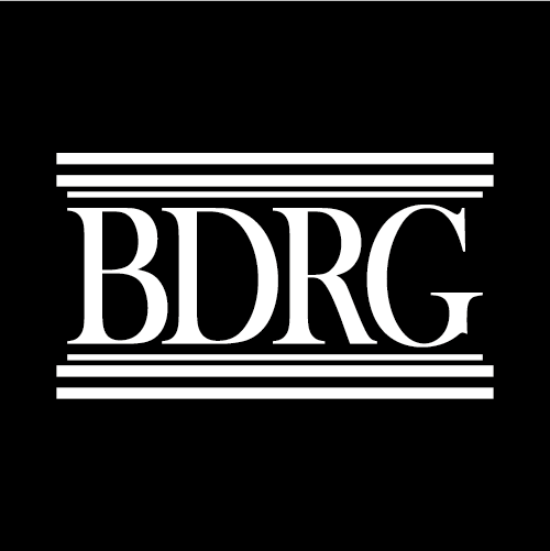 Logo BDRG blanc sur fond noir. Il représente les initiales des 4 collaborateurs de l’agence. Logo BDRG blanc sur fond noir. Il représente les initiales des 4 collaborateurs de l'agence.