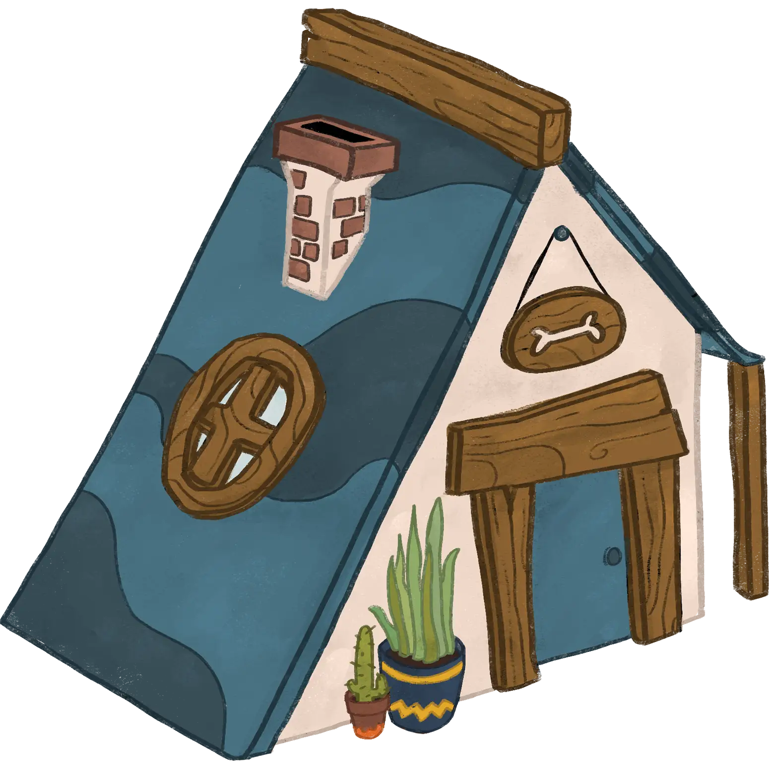 Props : La maison au toit bleu du personnage (pnj) Idéfix pour le décors du jeu Cosy Lullaby version couleur