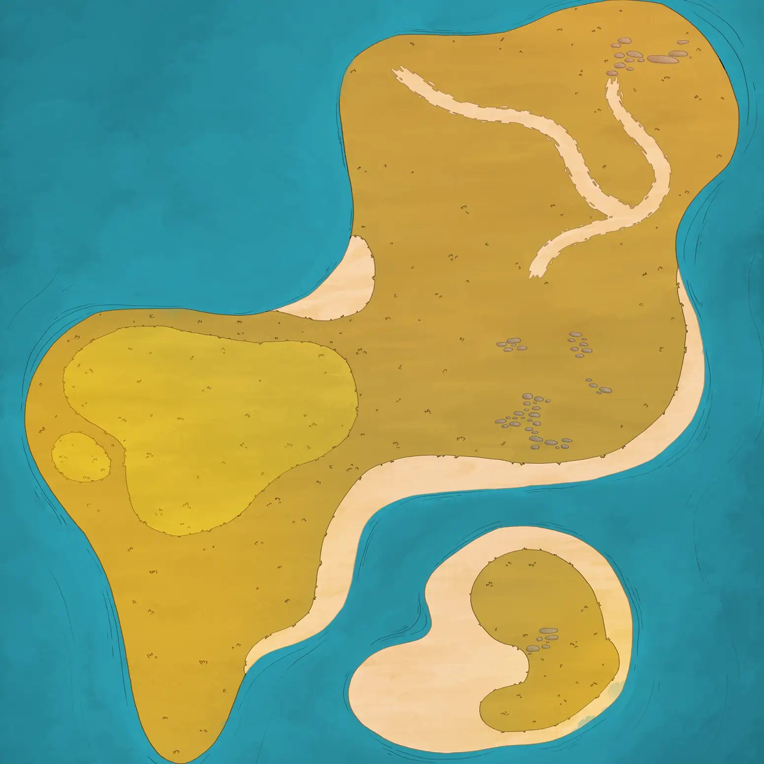 La map en couleur du jeu Cosy Lullaby. C'est l'espace sur lequel le personnage pourra se déplacer.