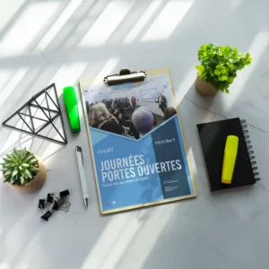 MOCKUP : Flyer des journées portes ouvertes organisée par l'organisme de formation GrowingUp