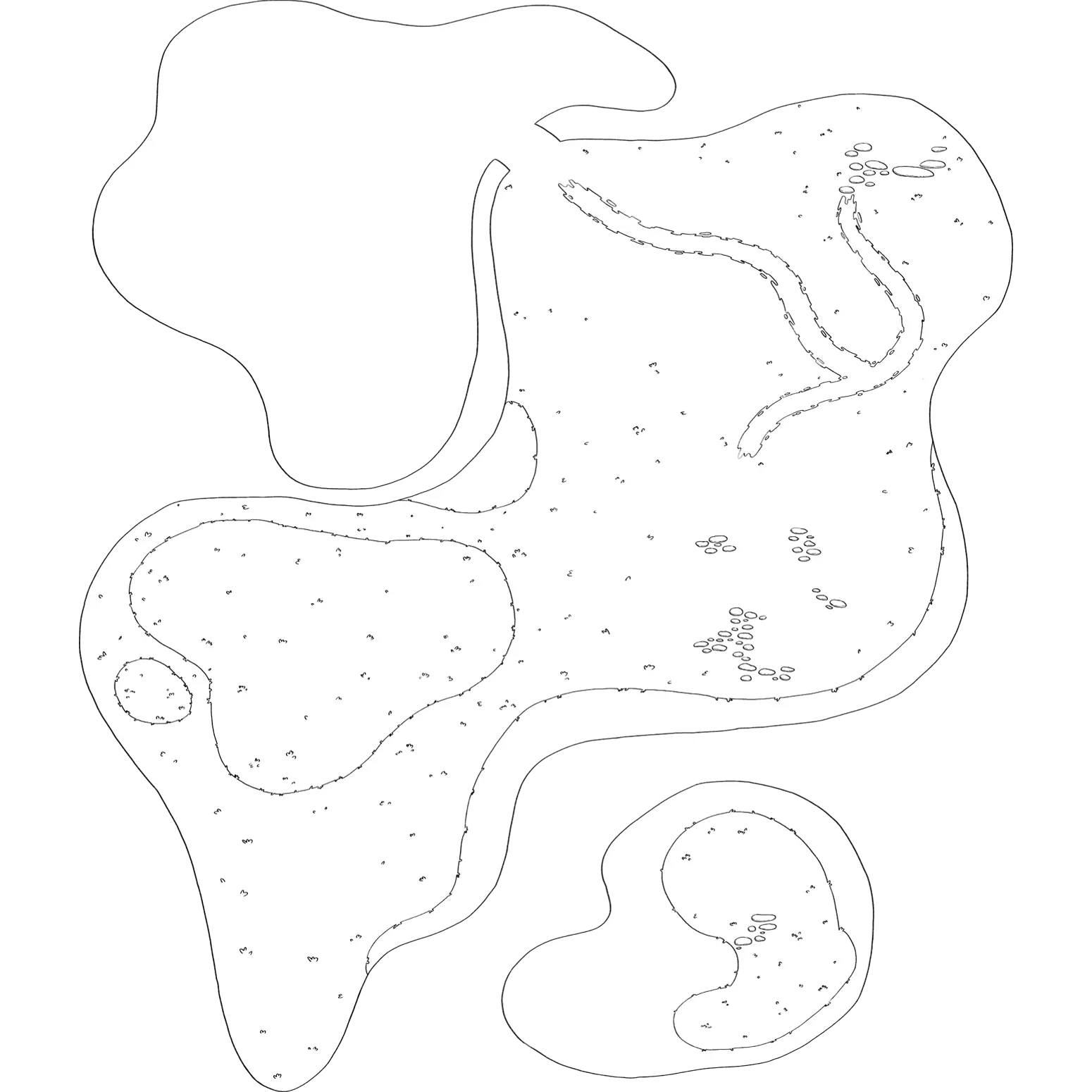 La map d'origine du jeu Cosy Lullaby en noir et blanc. Elle a ensuite été réduite faute de temps.