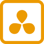 Le logo de DaVinci Resolve en jaune