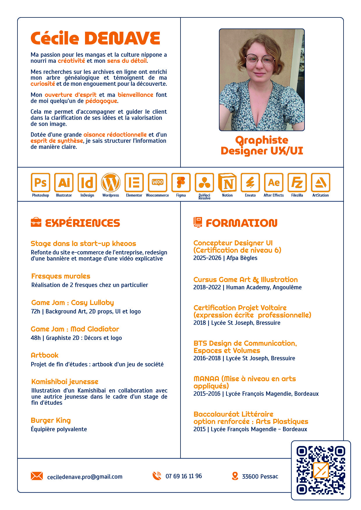 Mon CV en aux couleurs de mon site portfolio version 2026