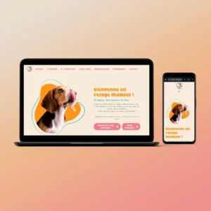 Un mockup mettant en scène le site de "MiaWouf" de maniere responsive